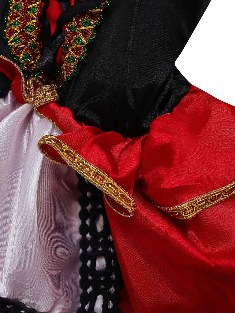 2PCS Rot 1970er Reiten Hood Kostüm Cape Mit Korsett Kleid