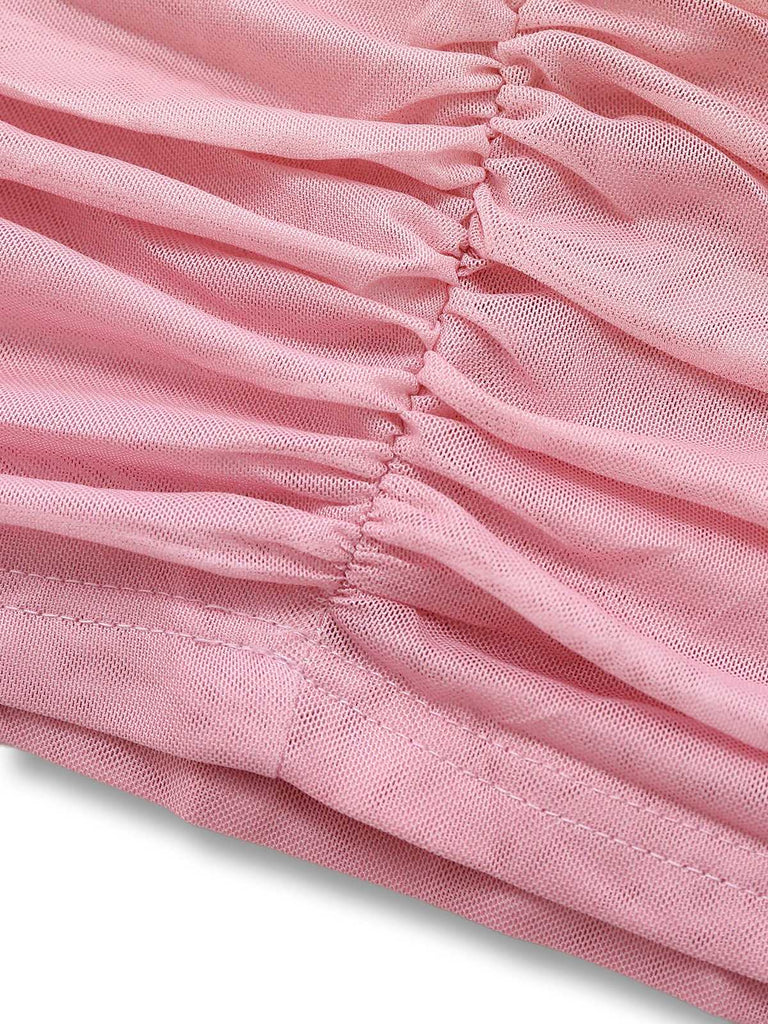 1960er Trägerlos Gradient Gerüschtes Enges Kleid Mit Schal