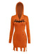Orange 1970er Halloween Kürbis Stricken Hoodie Kleid