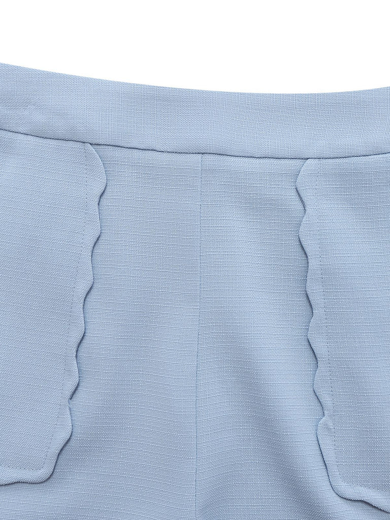 2PCS 1960er Breite Träger Tasten Quadratischer Hals Top & Shorts