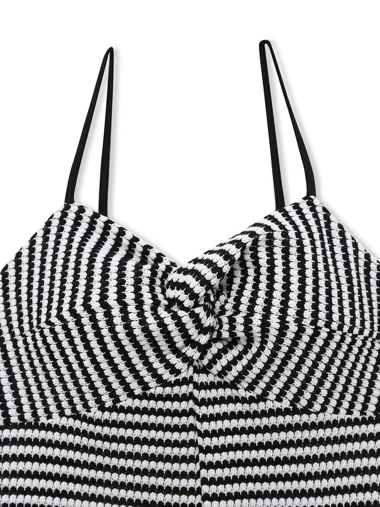 Schwarz & Weiß 1930er Horizontal Streifen Romper