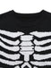 Schwarz 1950er Halloween Skeleton Druck Strick Pullover