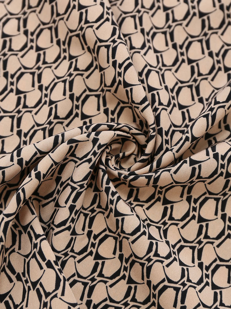 Beige 1930er Geometrisch Muster Halter Ärmellos Jumpsuit