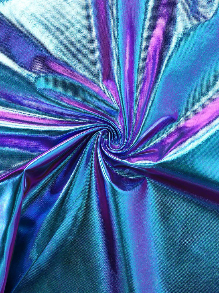 1980er Metallisch Futuristisch Party Mini Kleid