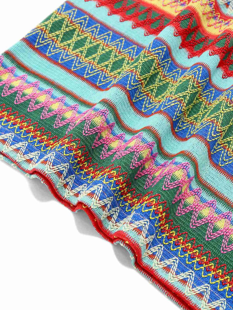 Multicolor 1960er Spaghetti Träger Seitenschlitz Bleistift Kleid