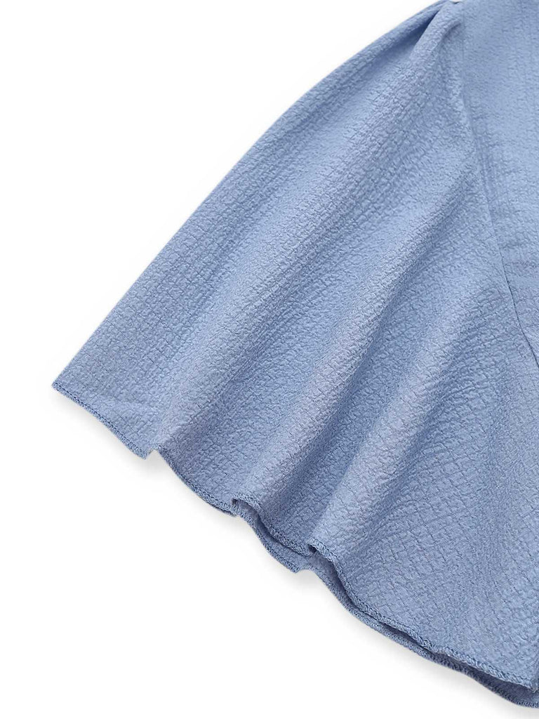 1940er V-Ausschnitt Rüschenärmel Schlitz Kleid