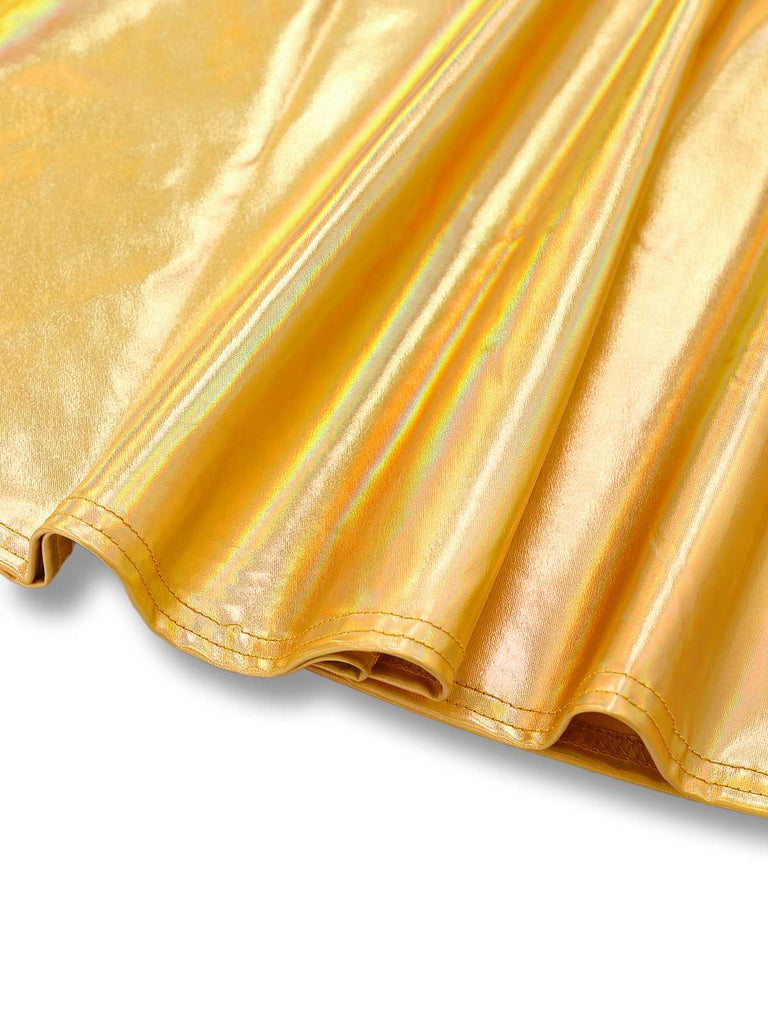 1970er Metallisch Holographic Suspender Kleid