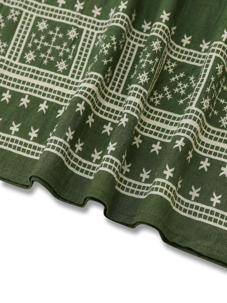 Grün 1970er Weites Bein Bohemien Bandeau Jumpsuit