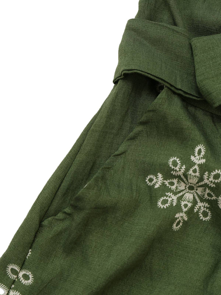 Grün 1970er Weites Bein Bohemien Bandeau Jumpsuit