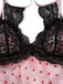 Rosa 1940er Satin Polka Dot Spitze Besatz Rückenfrei Nachthemd