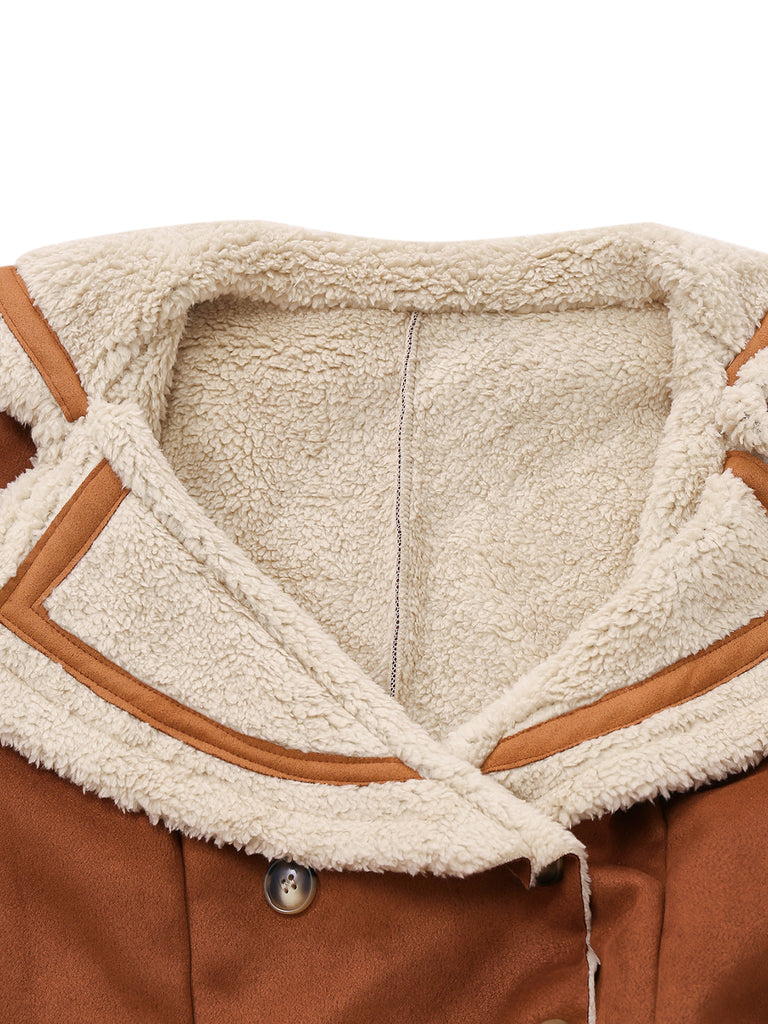 Braun 1940er Zweireihig Revers Western Stil Mantel