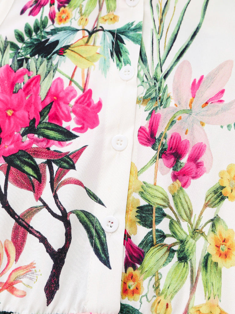 50er Shirtkleid mit Blumen-Print und Neckholder