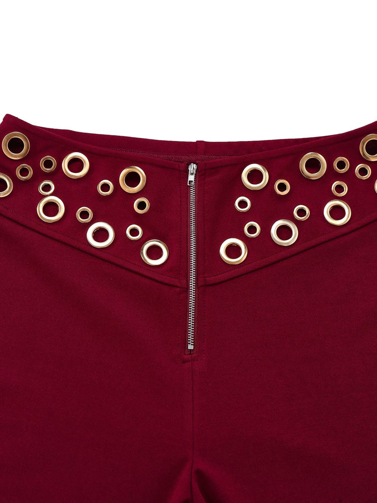 2PCS 1970er Trägerlos Metall Schnalle Punk Top & Hose