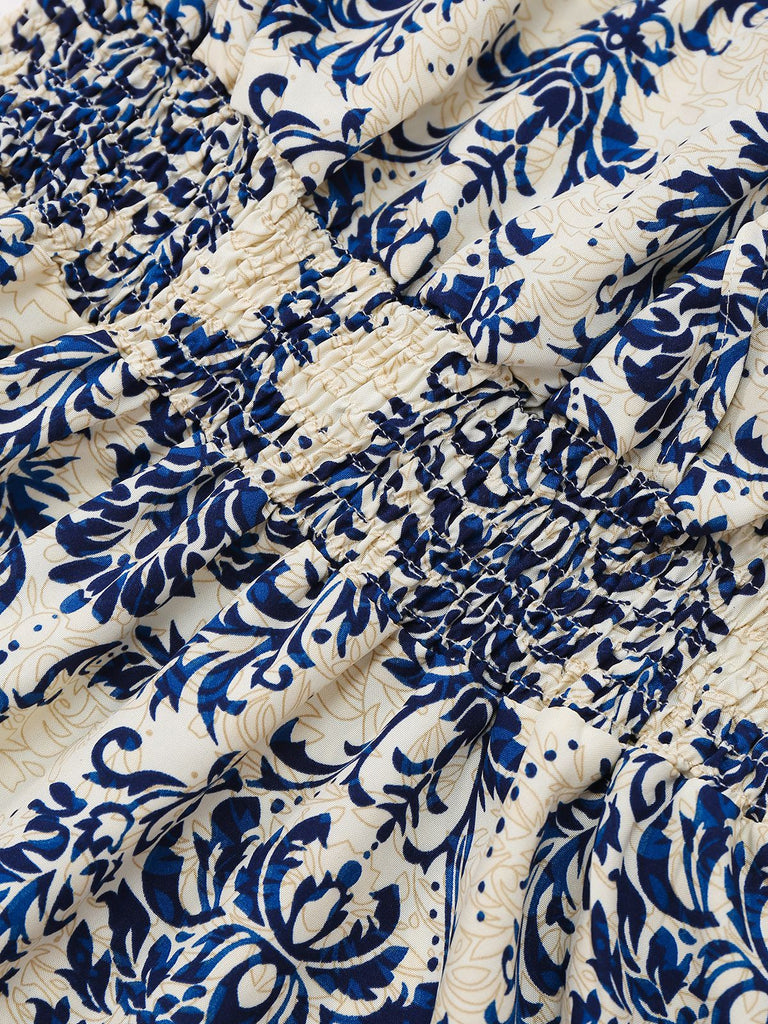 1970er Boho Schnürung V-Ausschnitt Kleid