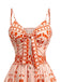Orange 1940er Blumen Schnürung Hohl Kleid