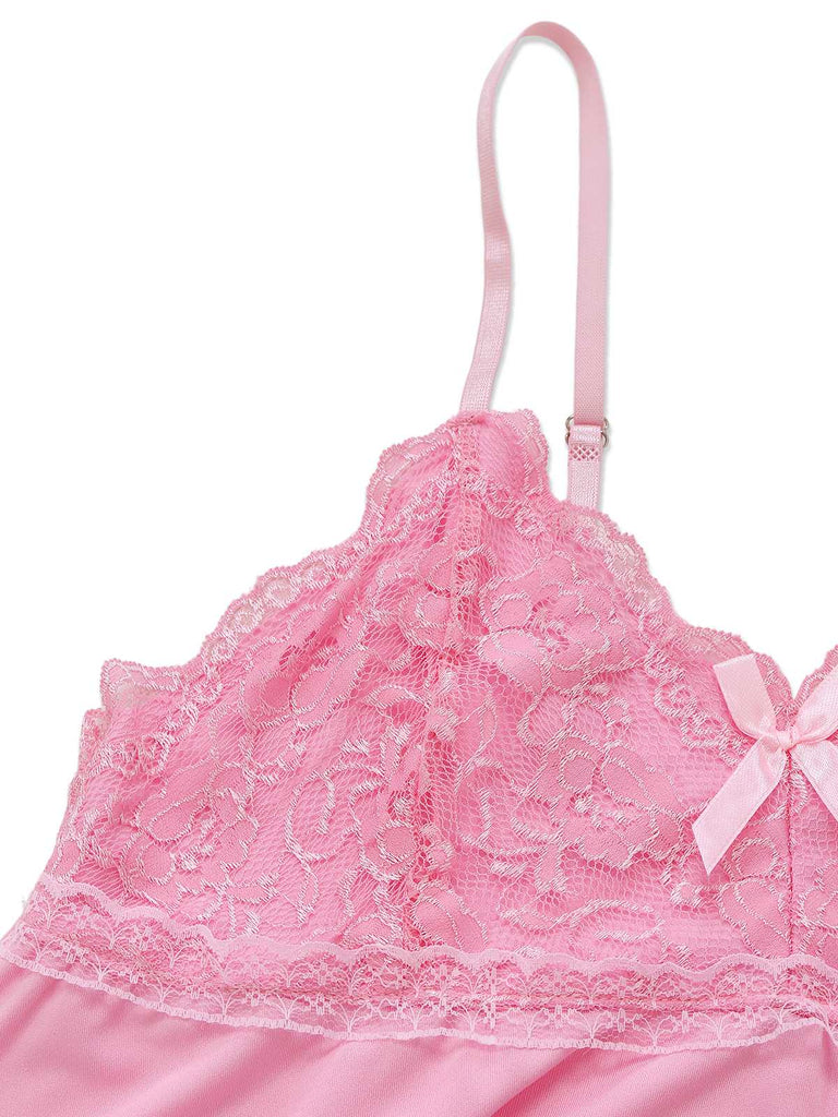 1940er Spaghetti Träger Spitze Bogen Nachthemd