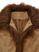 Braun 1970er Kunstwildleder Pelzbesatz Rose Bestickt Jacke
