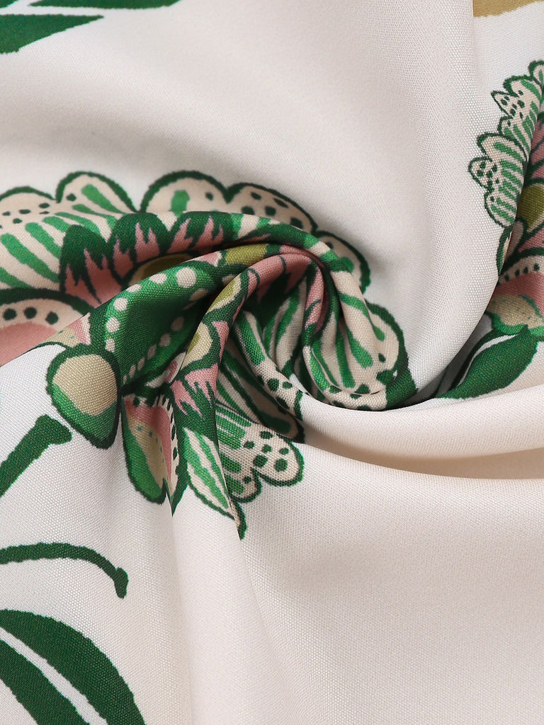 1970er Boho Blumen Zurück Schnürung Patchwork Jumpsuit