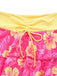Rosa 1960er Blumen Druck Bindefront Geschichtet Bikini Set