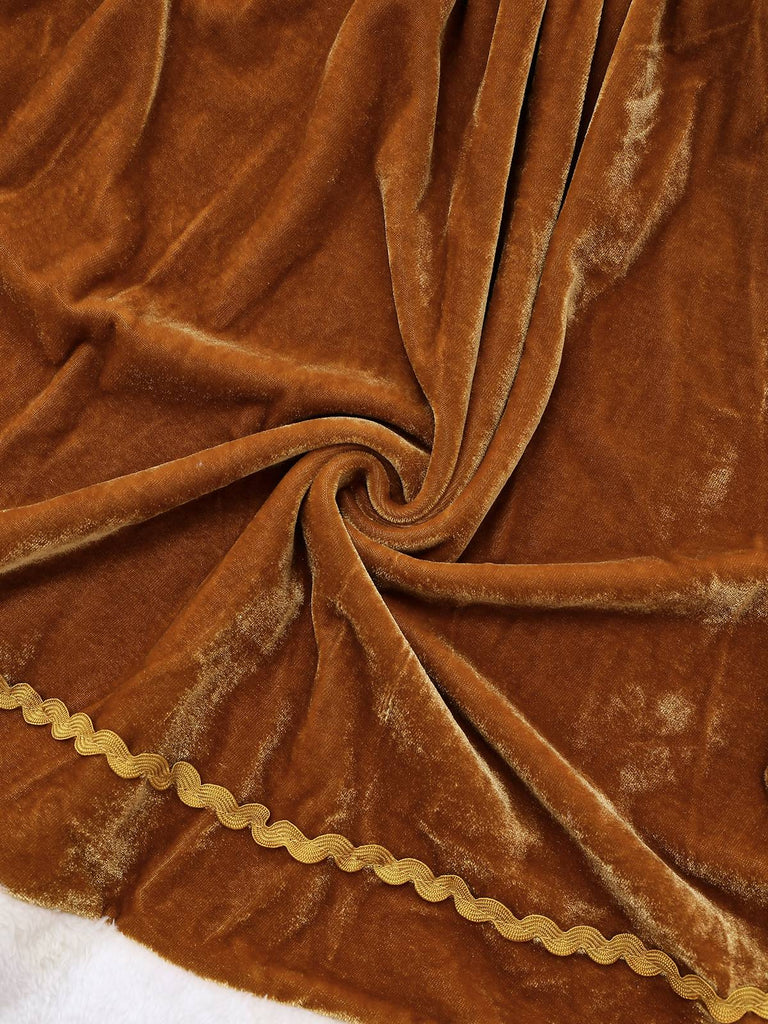 2PCS Braun 1940er Weihnachtselch Cape & Samt Kleid