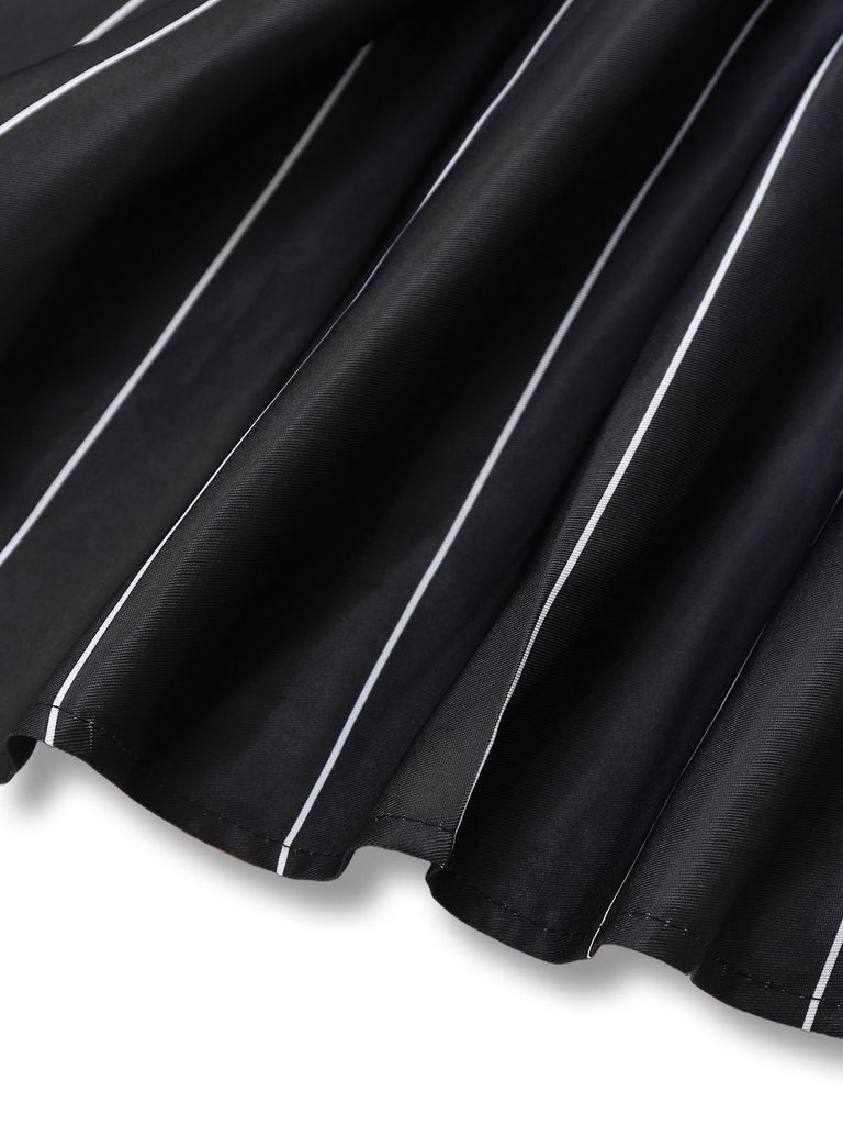 Schwarz 1960er Nightmare Before Christmas Jack Streifen Kleid