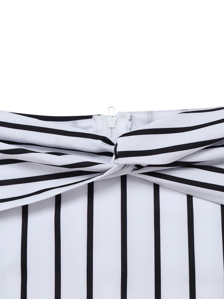 2PCS 1930er Streifen Schulterfrei Top & Fischschwanz Rock