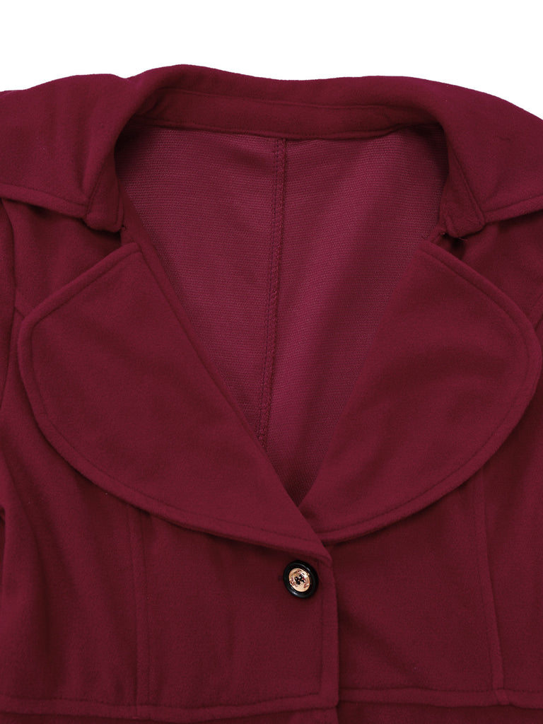 [Vorverkauf] 1940er Kunstwolle Gekerbter Kragen Lang Mantel