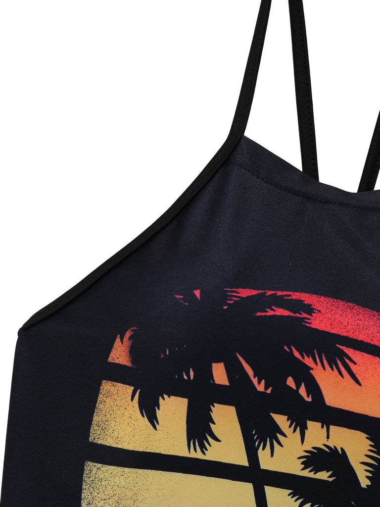 1950er Punk Halter Rückenfrei Schnürung Crop Top