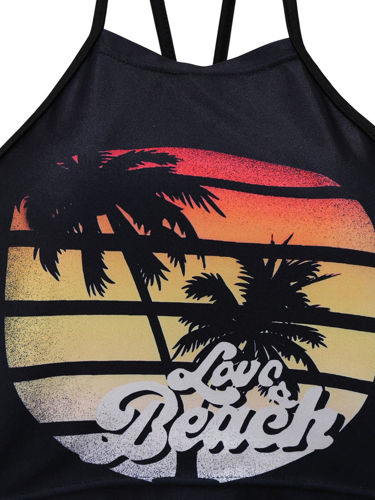 1950er Punk Halter Rückenfrei Schnürung Crop Top