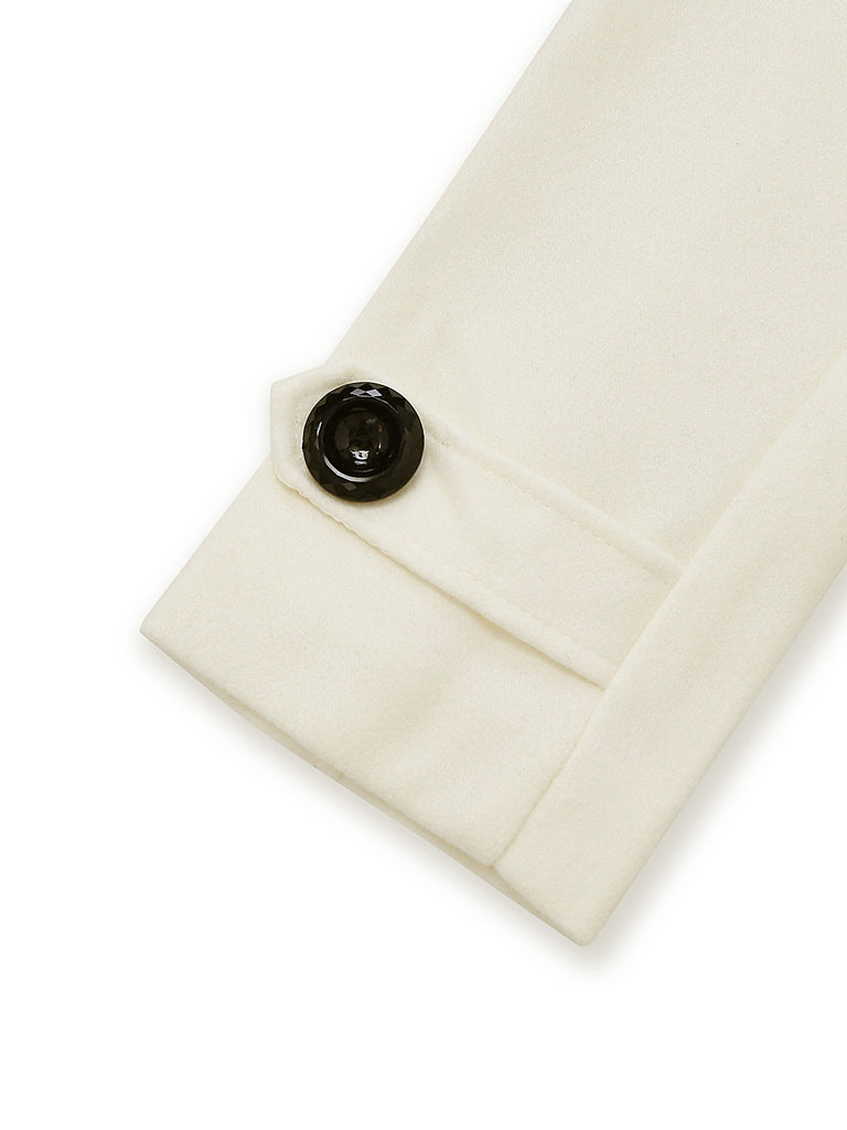 1940er Abnehmbar Kunstpelz Kragen Schaltflächen Mantel