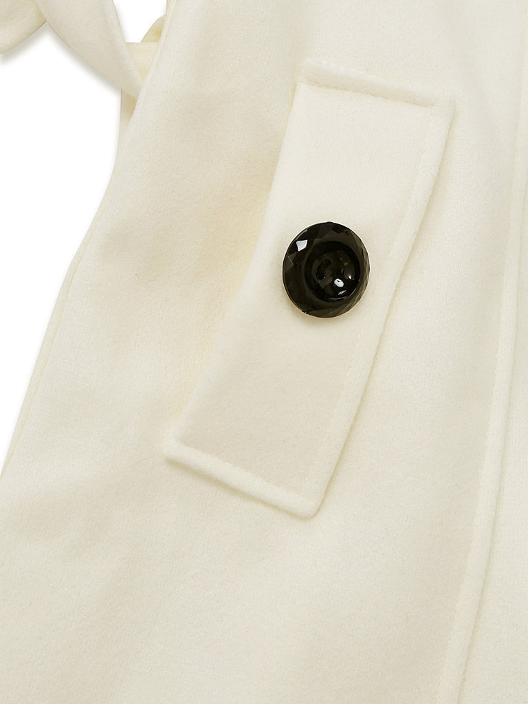 1940er Abnehmbar Kunstpelz Kragen Schaltflächen Mantel