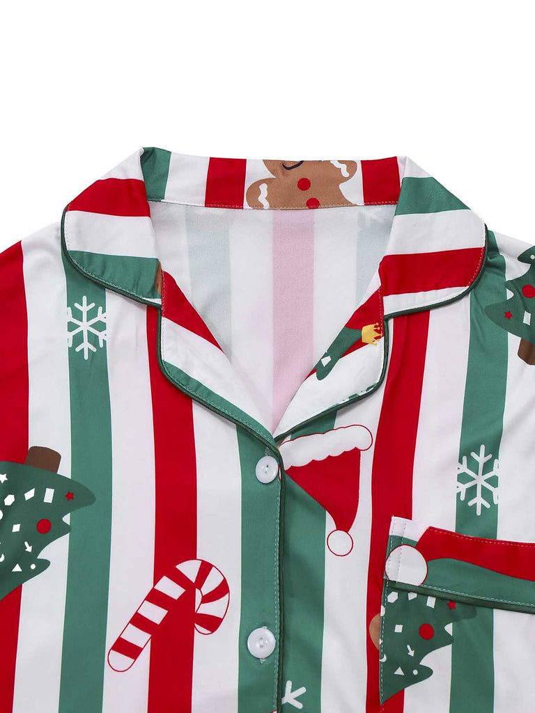 1950er Weihnachten Lebkuchen Zuckerstange Pyjama Set