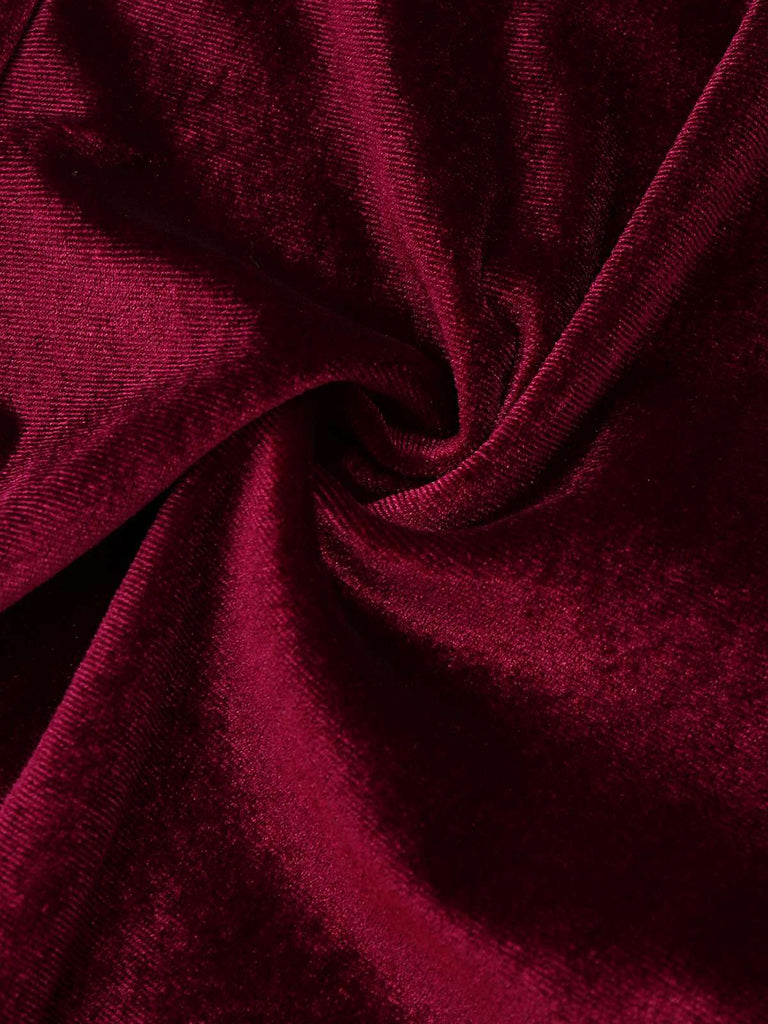 1970er Samt Tief V-Ausschnitt Langarm Jumpsuit