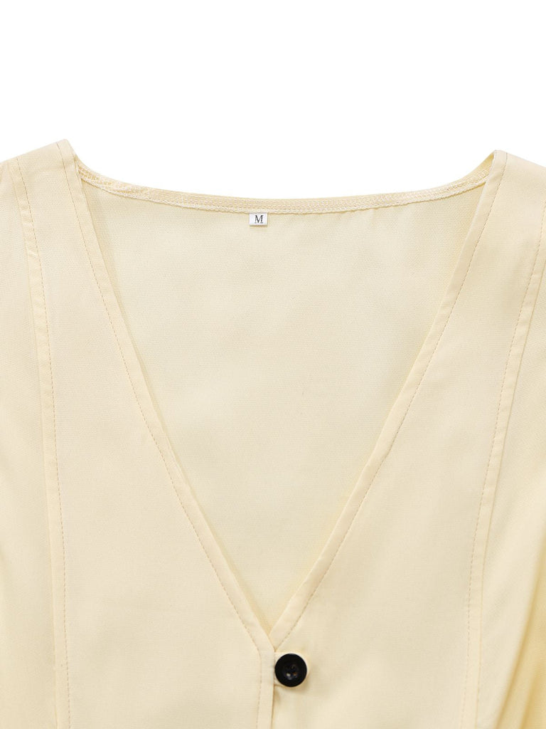 1970er Solide Taille-Tie V-Ausschnitt Weste