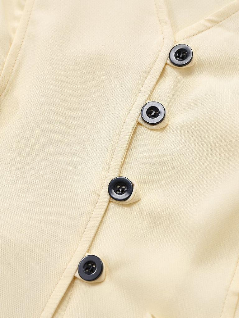 1970er Solide Taille-Tie V-Ausschnitt Weste