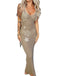 Khakies 50er Strick-Cover-Up Kleid mit V-Ausschnitt und Neckholder