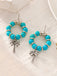Blaue Vintage Ohrringe mit Palmen und Perlen