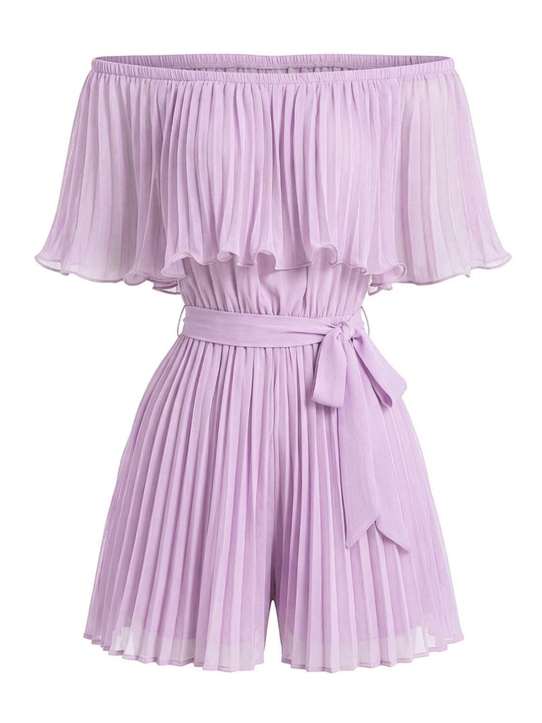 Einfarbiger, schulterfreier Falten-Jumpsuit aus den 1960er Jahren, Größe 6
