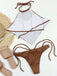 Braunes 60er Bikini-Set mit Neckholder und gerippt