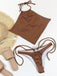 Braunes 60er Bikini-Set mit Neckholder und gerippt