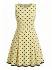 Hellgelbes 60er Ärmelloses Kleid mit Stern und A-Linie