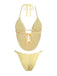 Hellgelber geraffter Bikini im Stil der 1980er Jahre – Vintage-Mode, Retro-Stil