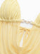 Hellgelber geraffter Bikini im Stil der 1980er Jahre – Vintage-Mode, Retro-Stil