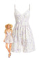 Lila 1970er Blumen Druck Spaghetti Träger Romper