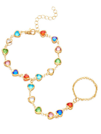 Mehrfarbige Strass-Handkette mit Herz