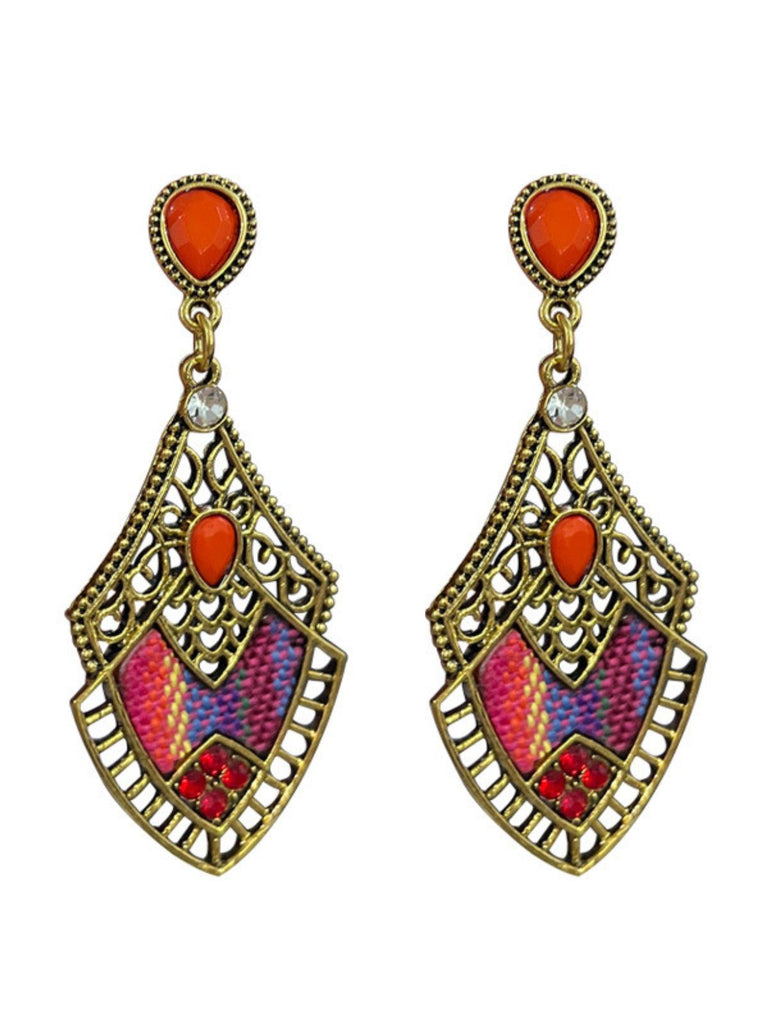 Mehrfarbige Bohemian Ohrringe mit Karo und Strass