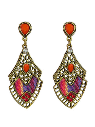 Mehrfarbige Bohemian Ohrringe mit Karo und Strass