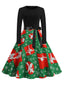 1950er Weihnachten Patchwork Langarm Kleid