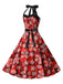 Rot 1950er Weihnachten Schneeflocke Halter Swing Kleid