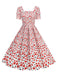 1950er Quadratischer Hals Herz Dots Kleid